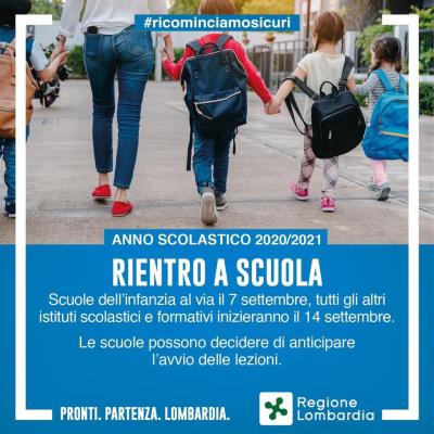 RIENTRO A SCUOLA:  Ordinanza Regione Lombardia  del 13 agosto.
